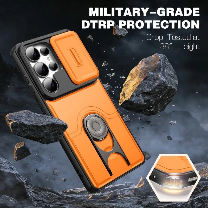 Shockproof Armor Cover with Slide Camera Protection and Magnetic Holder
