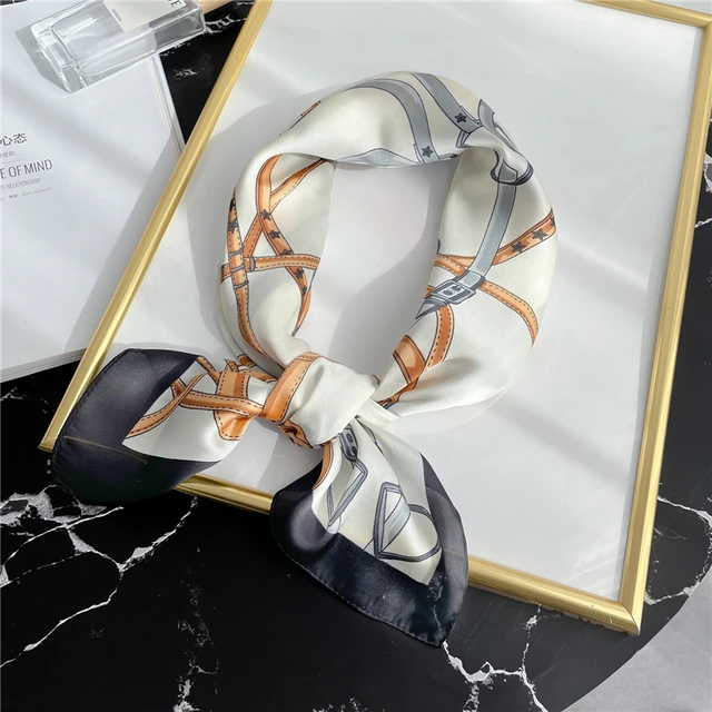 Silk Square Scarf Women Satin Bandana Print  Scarves Head Band Fashion Lady Hair Shawl and Wrap Female Neckerchief Hijab 2022 FJ70-336-2