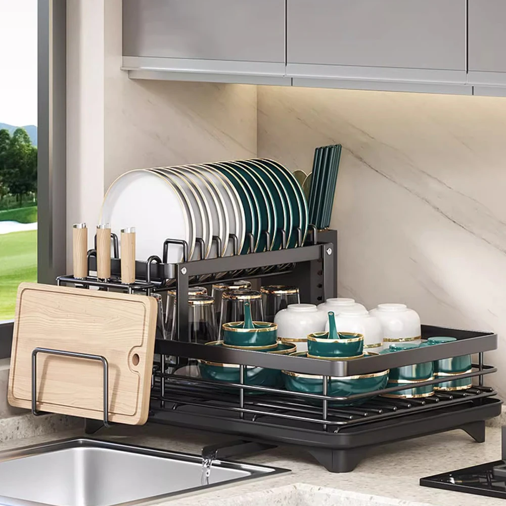 Dish Drying Rack with Drainboard Sink Organizer Dish Racks Cutlery Storage Holder for Kitchen Storage Counter Organizer