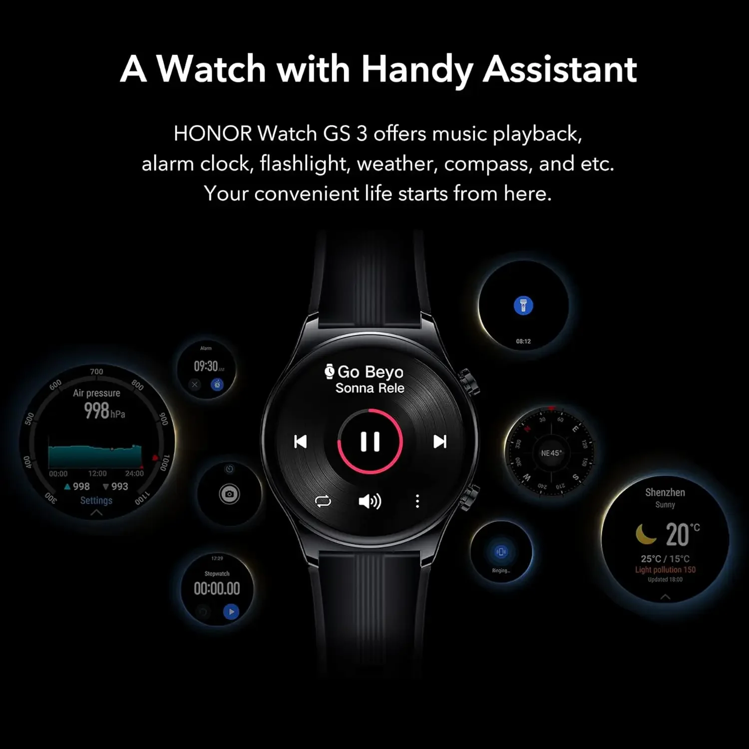 HONOR Watch GS 3 ۷ι , 3D   Ʈġ GS3, 1.43 ġ AMOLED ũ, 8 ä Ȯ ǰ ͸ ð