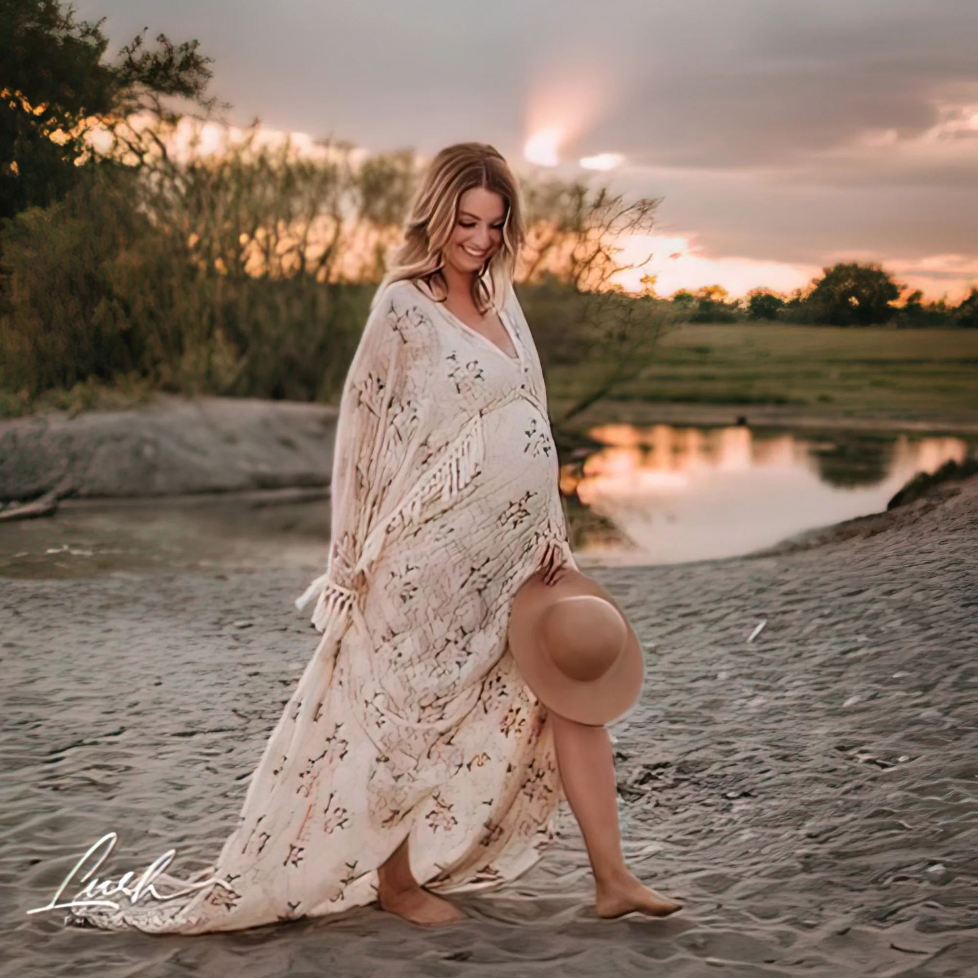 Boho Cotton Maternity Photoshoot Dress 2 in 1 Bohemian Pregnant Woman  Photography Dress Outfit - AliExpress