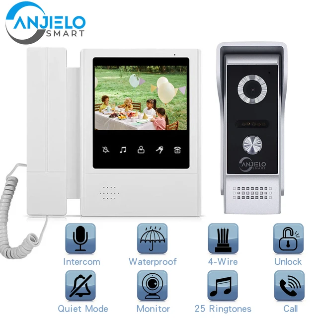 Video Doorbell Intercom System for Home 4.3 Inch Screen Video Door Phone Handheld Dual-Way Intercom Night-vision 1