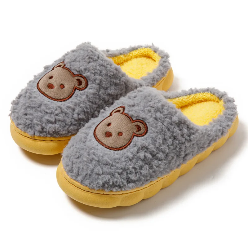 Women Winter Warm Home Slippers Thicken Indoor Cute Bear Plush Floor Slides Non-slip Fur Cotton Shoes Ladies Couples Slippers 4