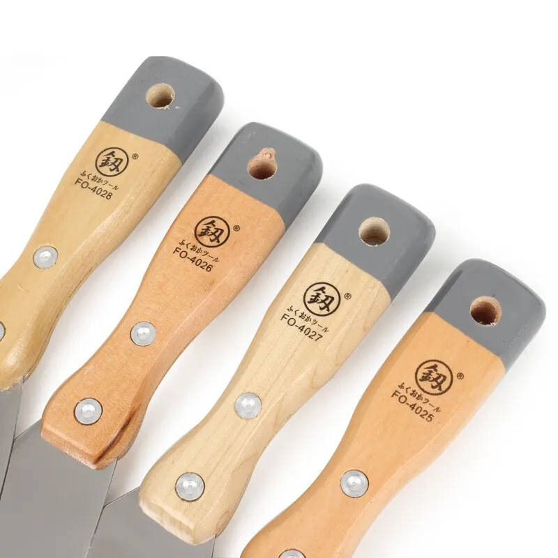 1-6 Inch Stainless Steel Putty Knife Wood Handle Scraper Paint Knife Decoration Wall Scraper Paint Tool 1PCS