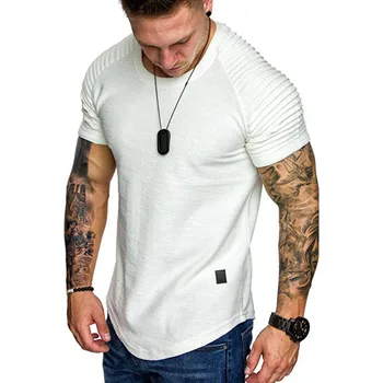 2025 Estate Uomo Magliette Manica corta Slim Fit T-shirt Top Uomo Top in cotone tees bodybuilding Piega T-shirt Uomo Abbigliamento casual