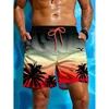 Palm Tree Pattern Beach Shorts Men Gradient 3D Printed Swim Trunks Summer Breathable Short Pants Loose Board Shorts Streetwear 1