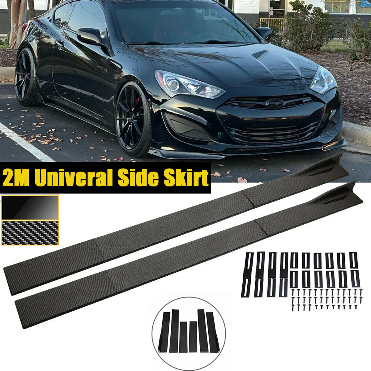 Kit Di Estensione Gonna Laterale 2M Universale Per Hyundai Genesis Coupe 2000-2022 Grembiule Splitter Lip Winglet Accessori Auto