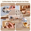 Kids Kitchen Toys Set Wooden Coffee Maker Set Simulation Donut Afternoon Tea Toys Game Kid Educational Toy Gifts for Girls Boys 4