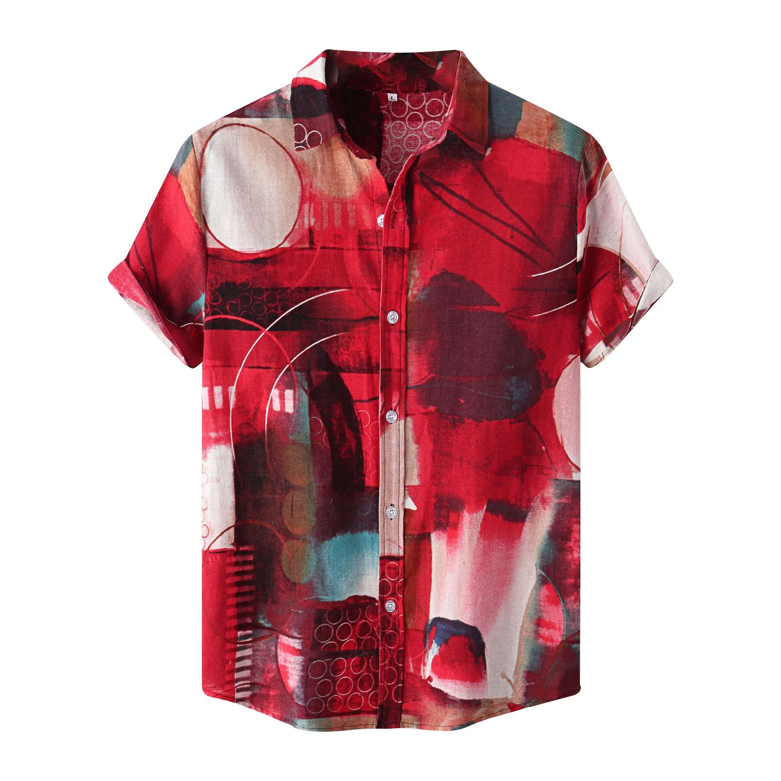 

Мужская Летняя Повседневная рубашка с коротким рукавом и цветным принтом, удобная рубашка с отворотом и коротким рукавом, модель Y2k
