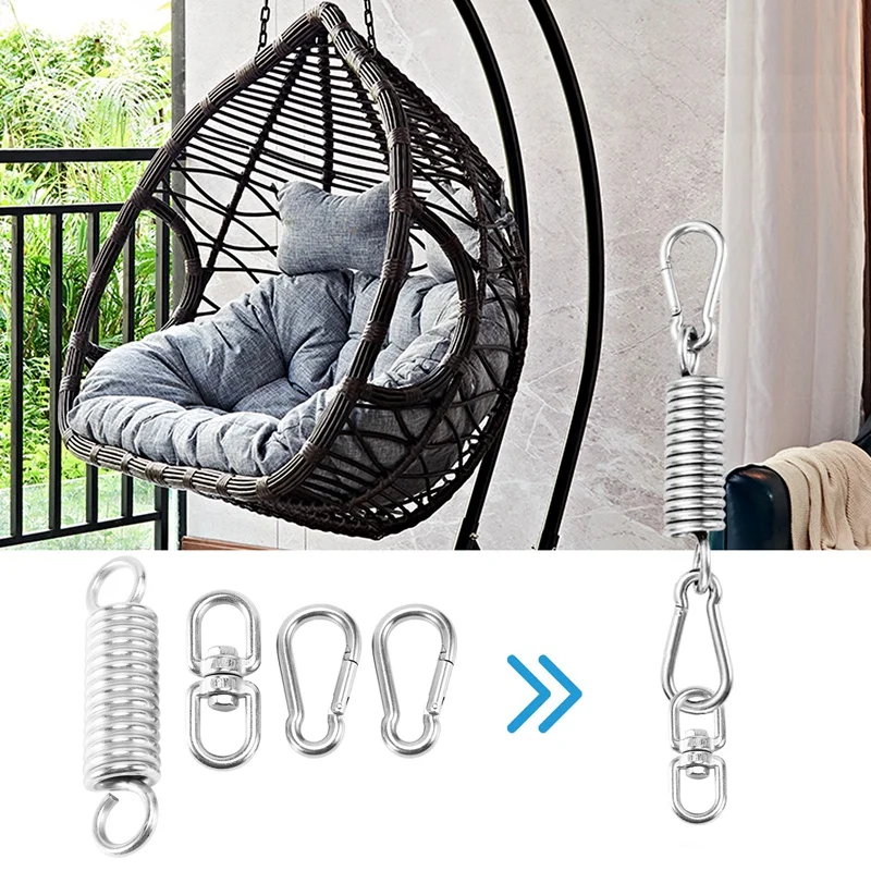 Stainless Steel Swivel Mount Chain With Carabiners And Spring, 1000Lbs Capacity For Heavy Bag, Gym Swing, Hammock 5
