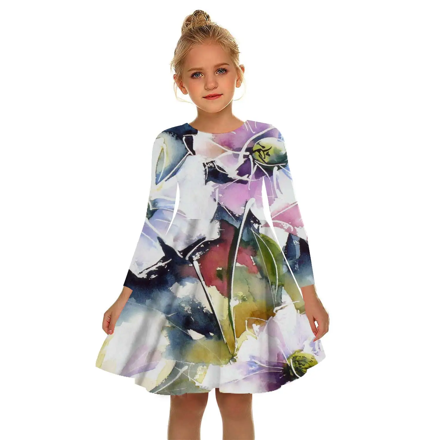 New 2022 3D Print Summer Kids Girls Baby Shower Casual Dresses Fashion Long Dresses Autumn EveryDay Casual Dresses little girl skirt dress Dresses