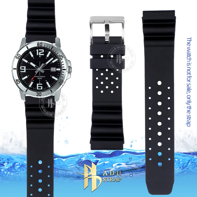 부드러운 및 방수 실리콘 시계 스트랩 세이코 5 카시오 MDV-106 1375 고무 스트랩 액세서리 22 MTP-1374 