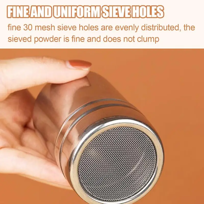 Stainless Steel Powder Sprinkler Bottle Flour Sifter Duster Bottle for Flour Sugar Salt Spices Cocoa, flour sifter, baking tools, mesh strainer, fine mesh strainer, powder sieve, powder sugar shaker