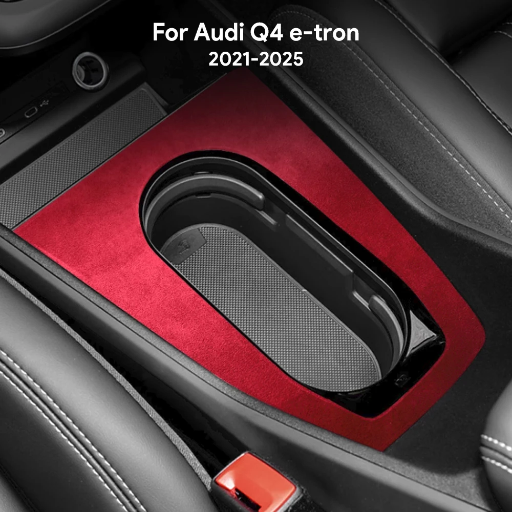 아우디 Q4 E트론 2021-2025 E-트론 2022 2023 2024 2025 LHD RHD 센터 콘솔 기어 변속 패널 내부용  최고급 스웨이드 트림 스티커-Freehip.co.kr