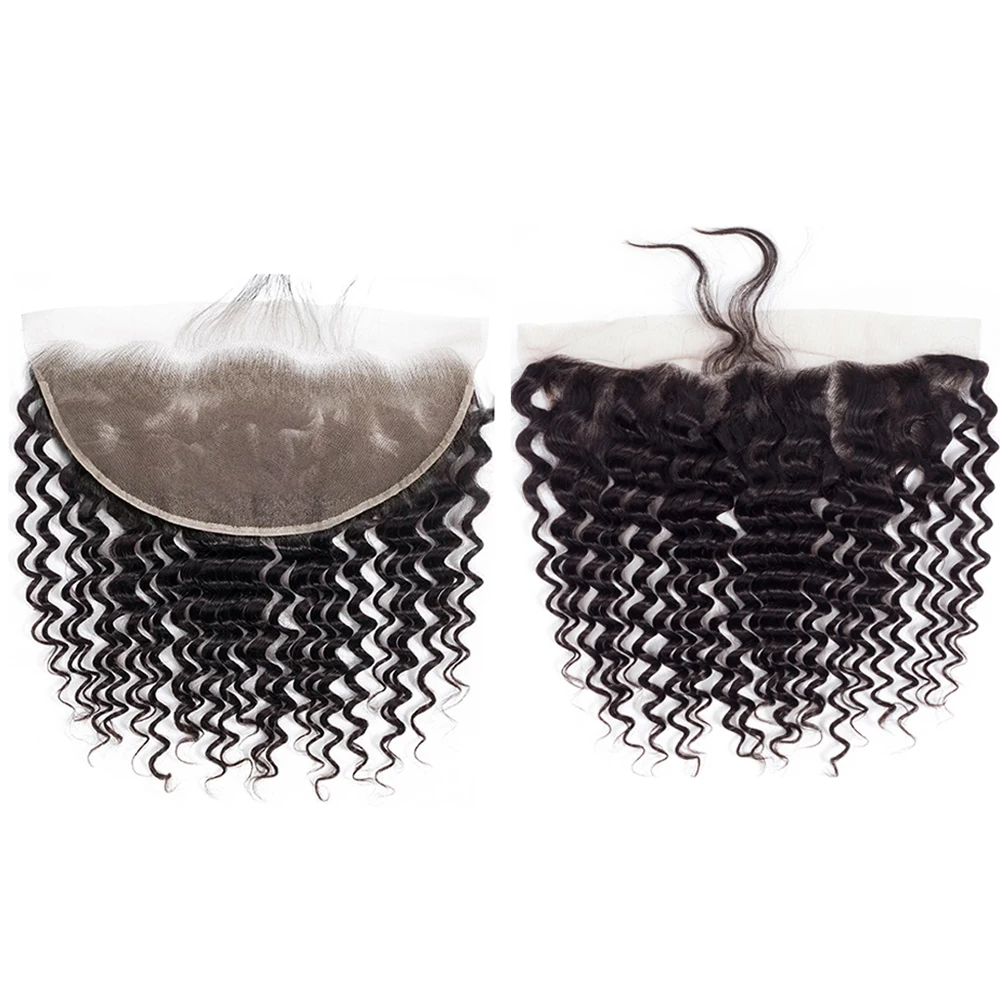 4x4 5x5 13x4 13x6 Deep Wave Transparent Lace Closure Peruvian Curly Human Hair 360 Frontal