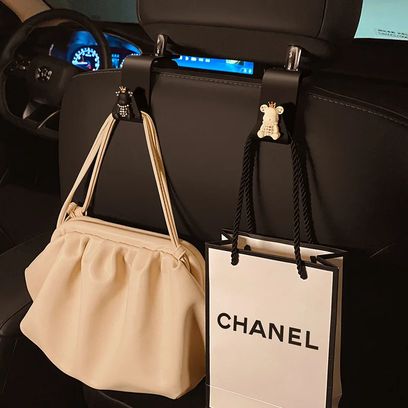 LULECI 귀여운 고양이 카시트 행어 후크, 뒷좌석 액세서리, 정리함 후크 가방, 의류 잡화 행어, 창의적인 자동차 후크, 2 개