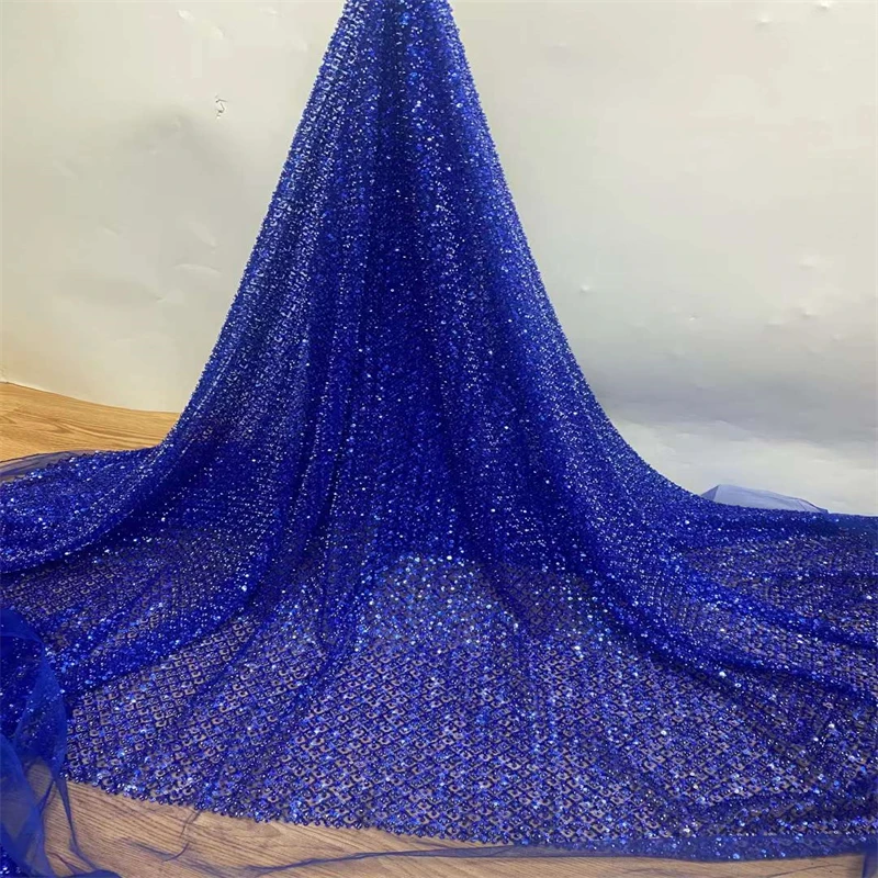 SJ Lace French Tulle Lace Fabric 2022 High Quality Nigerian Women Wedding Beaded Embroidery African Lace Fabric Dress jh14-10