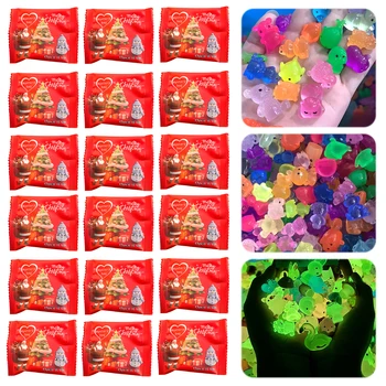 50/100Pcs Christmas Mystery Blind Bag with Glow in The Dark Feature Miniature Mystery Bag Animal Resin Models for Christmas Day