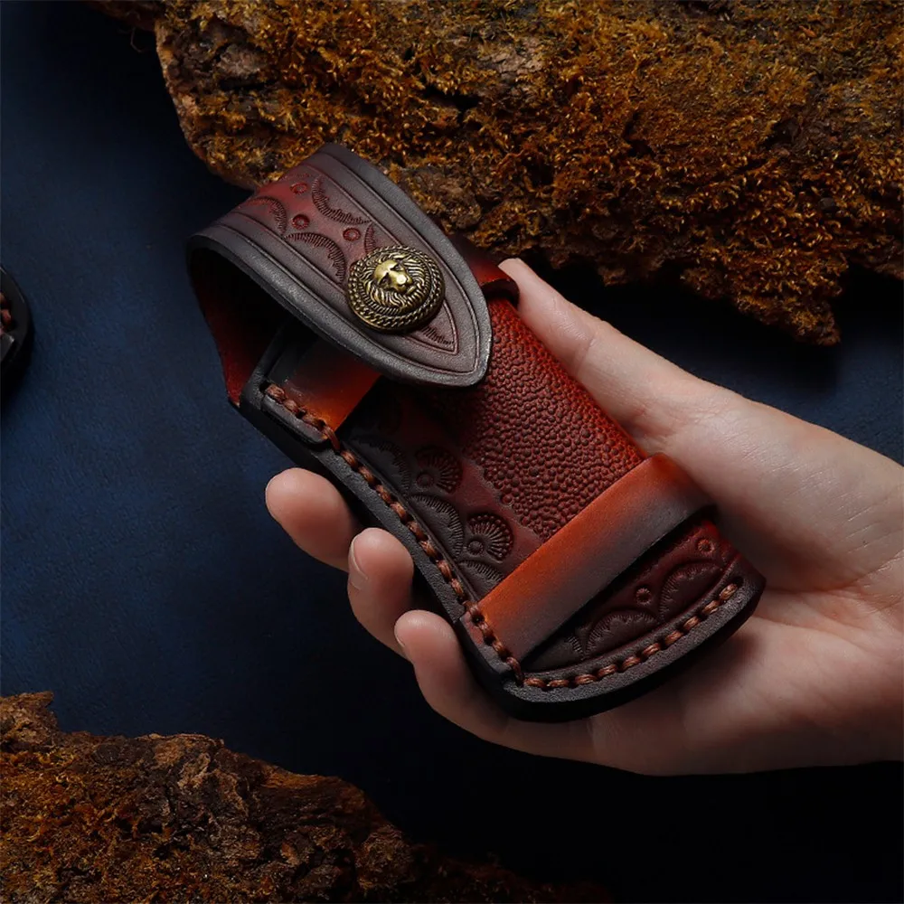LONGHAO Gaine de Couteau en Cuir pour Ceinture - Étui à Couteau de Poche Droit - Adapté aux Couteaux Pliants et Petits