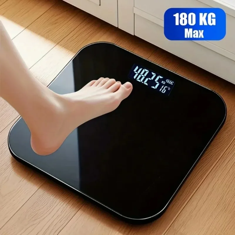 Bathroom Scale with LED Display Temperature Sensor kg Precision for Home Gym - 3