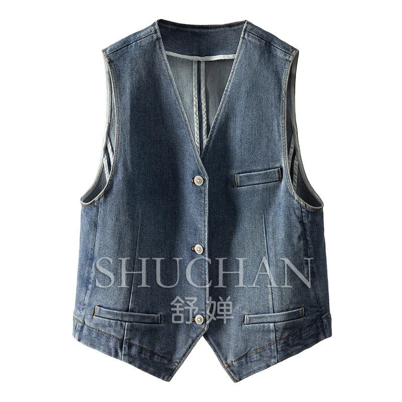 NEW fashion 72% cotton denim vest women casaco feminino de inverno super quente  waistcoat women