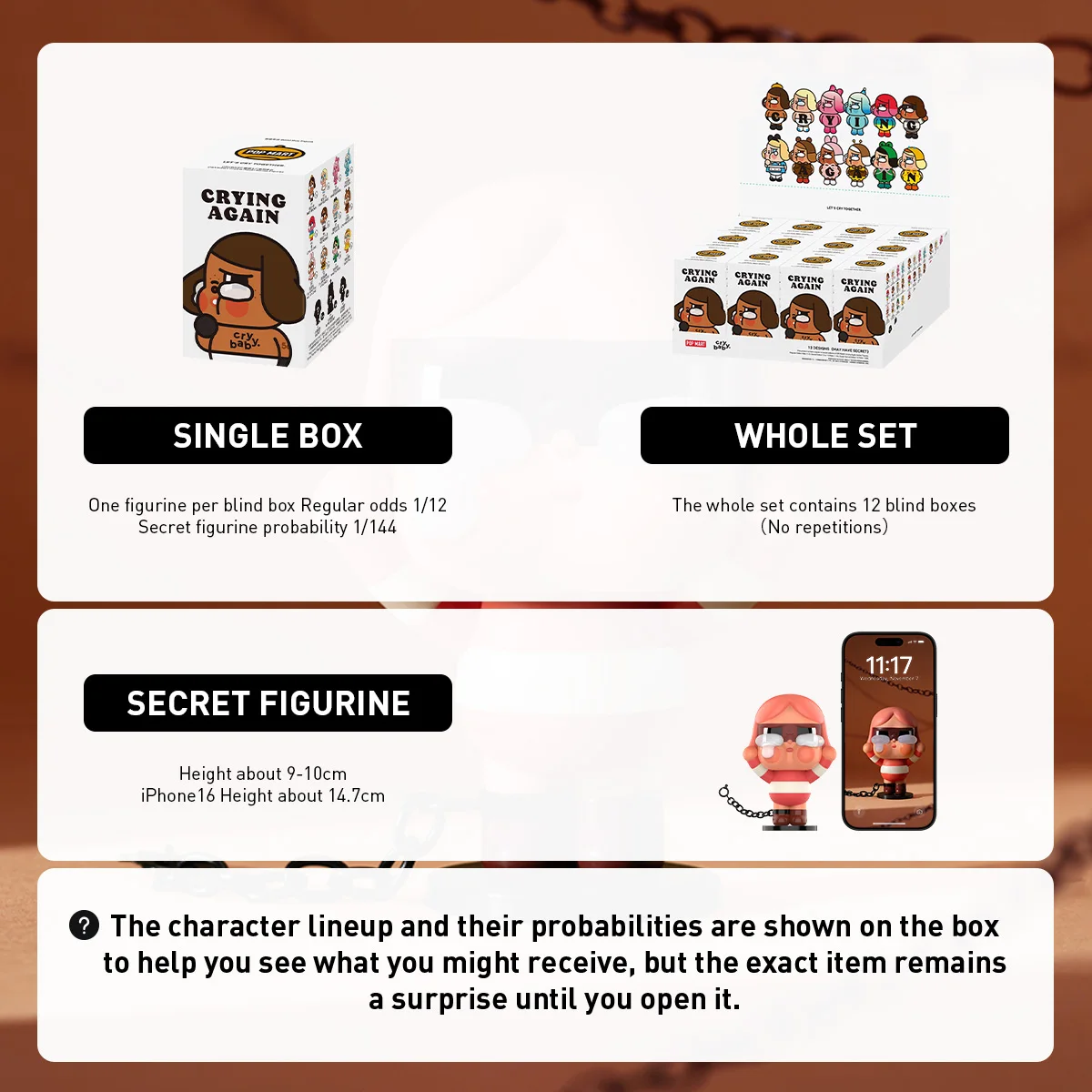 POP MART CRYBABY Crying Again Series Figures Mystery Box 1PC/12PCS