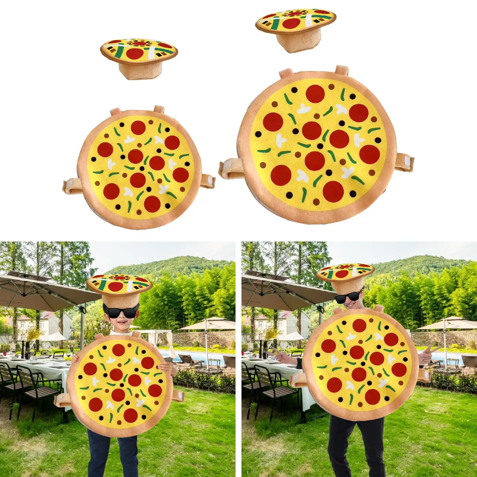 Halloween Pizza Costume with Hat Cartoon Funny Dress up Outfit for Holiday Photo Props Carnival Party Supplies Stage Performance Halloween Pizza Costume with Hat Cartoon Funny Dress up Outfit for Holiday Photo Props Carnival Party Supplies Stage Performance