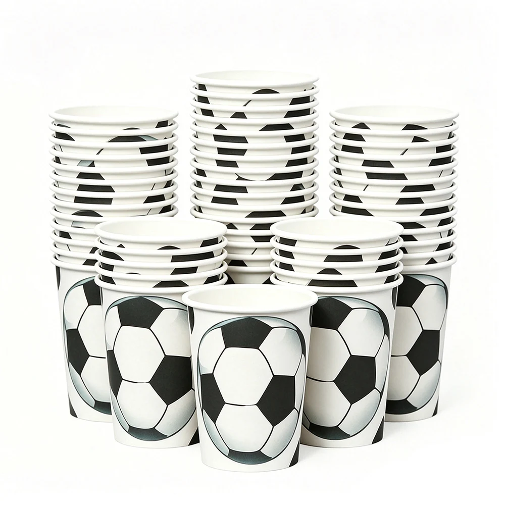 Disposable Soccer Party Paper Cups - Sports Birthday Party Decor Drink Supplies, Various Pack Sizes