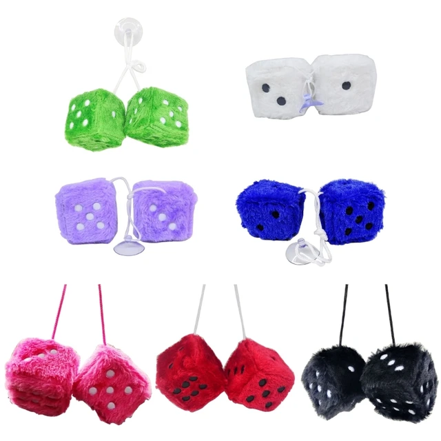 4/6cm Fuzzy Multicolor Plush Dices Car Hanging Pendant New Year Dice Velvet Dice Model Decoration Rearview Mirrors Styling 1