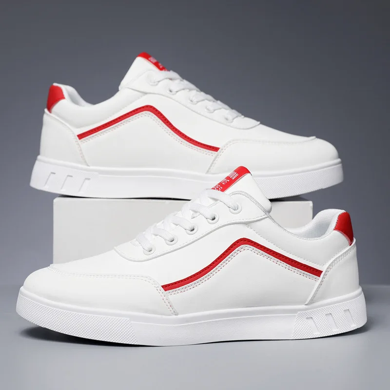White Vulcanized Sneakers for Men, Flats, Comfortable Shoes, Lace Up, Fashion, Plus Size, 39-48, Autumn, Spring 6