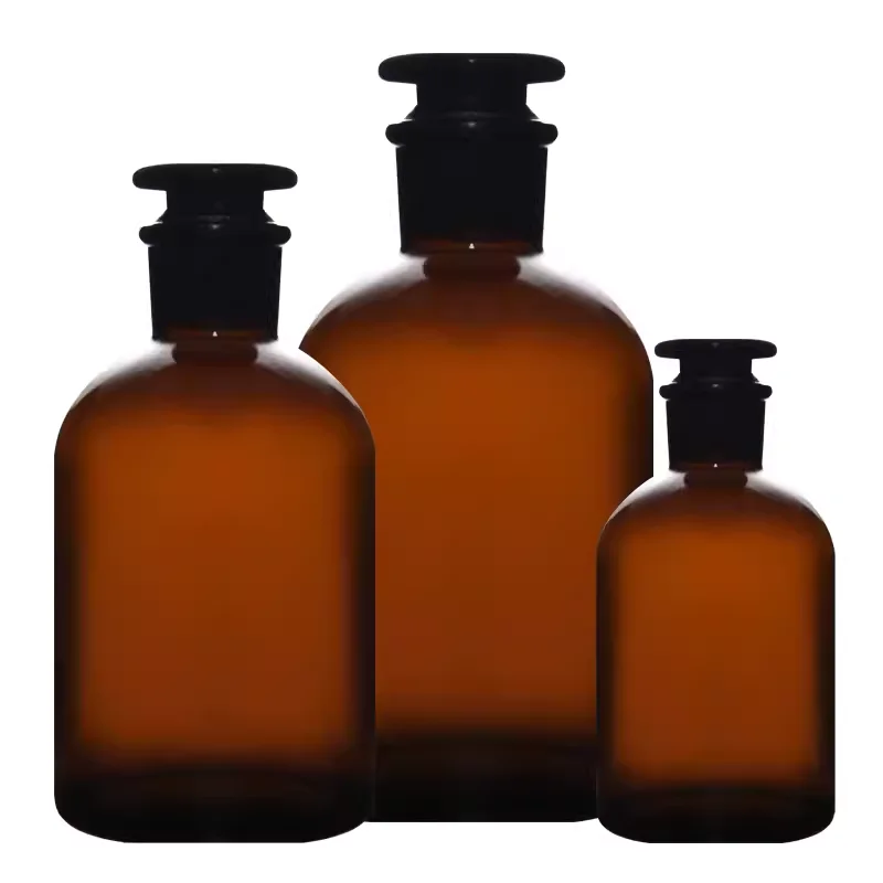 Lab Brown Reagent Bottle Amber Bottle Lead-free High Borosilicate glass with ground-in glass stopper