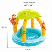 Piscine gonflable pour bébé, avec auvent pare-soleil, jeu d'eau amusant en plein air, île tropicale, Design d'arbre à coco, 1-3 ans 4