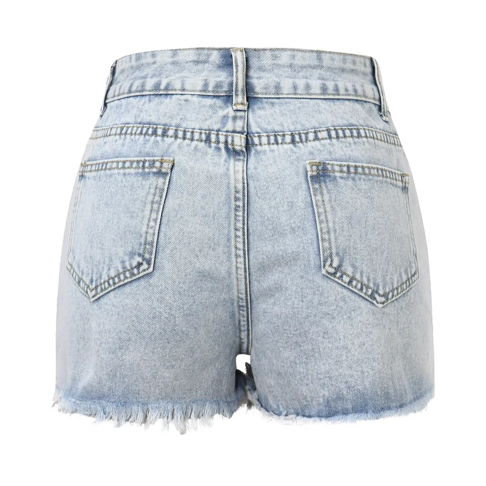 Jeans Corti Donna A Vita Alta | Denim Strappato E Largo | Pantaloni Estivi Elasticizzati | Blu, Taglie Comode