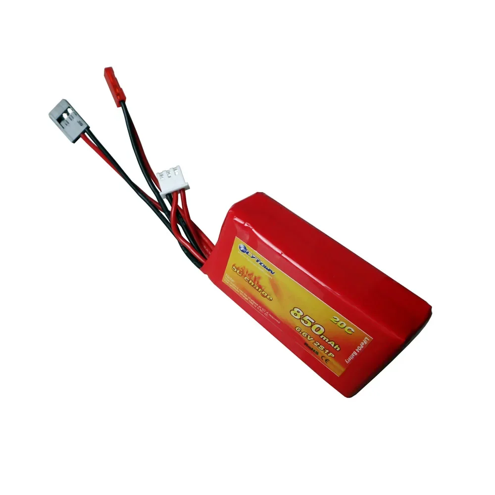 Batterie LiFePO4 Flytown 850mAh 2S 6.6V 20C/40C JST Futaba pour RC