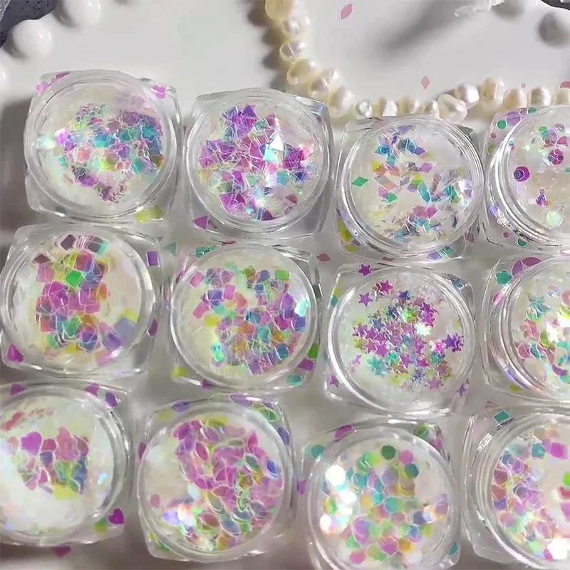 1Box Holographic Laser Nail Sequins - Super Glitter Northern Lights Flakes, DIY Sparkle Manicure Accessories for Salon Home