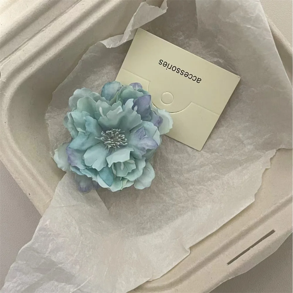 Pfingstrose Blume Haar Clips Seite Clip Kopfbedeckung Haar Ornamente Süße Simulierte Blume Haarnadeln Für Frau Mädchen Strand Zubehör – Detail 2