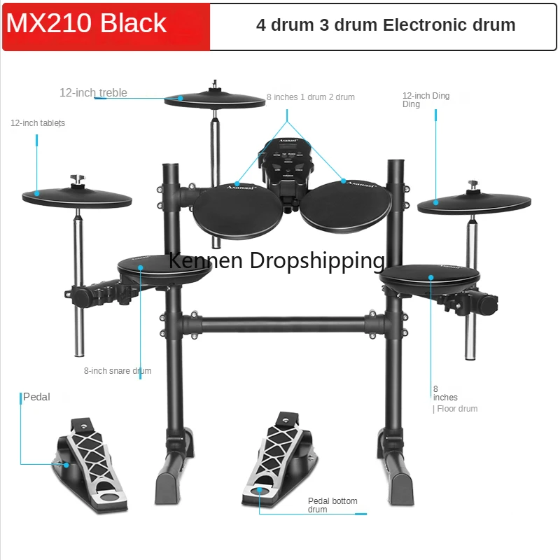 Kit de batería electrónica para adultos, portátil, profesional, kit de  batería electrónica para principiantes (color : 02)