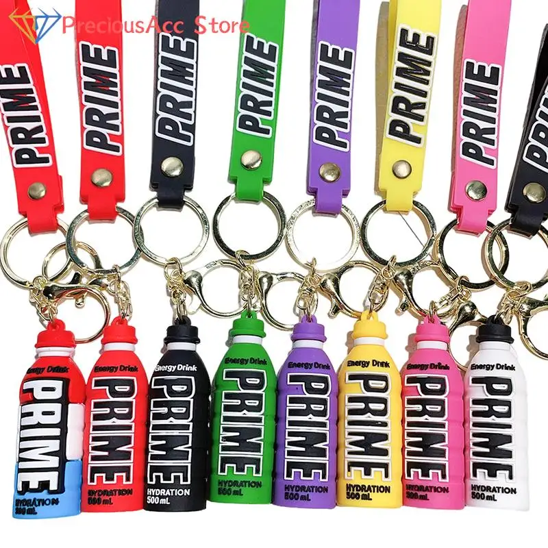 

1PC Cute Prime Drink Rubber Keychain Fashion Bottle Key Chains For Car Key Bag Pendant Women Men Party Favors Keyring Gifts