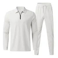 Ensemble de pantalons à manches longues pour hommes, sport européen décontracté, couleur unie, fermeture éclair, nouvelle collection 3