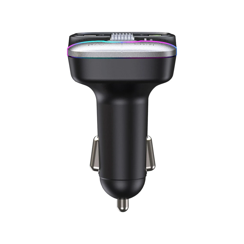 Bluetooth 5.3 Car FM Transmitter Wireless Bluetooth Car Adapter MP3 Player Handsfree Call Dual USB PD Fast Charger Roller Wheel