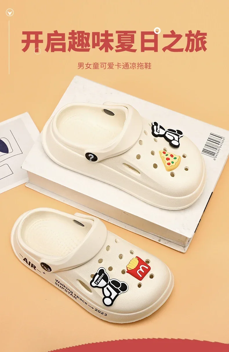 Description Picture 3 of item2-12y Kids Mules Clogs Summer Boys Girls Sandals Cartoon Many Colors Non-slip Comfortable Beach Slippers Children Garden Shoes