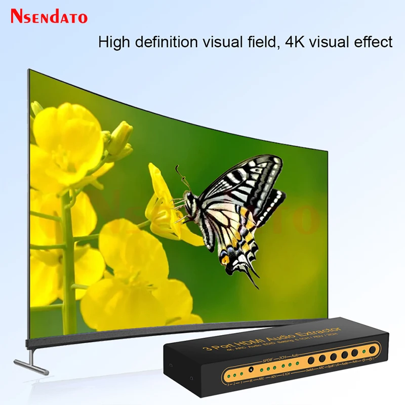 4K HDMI Swith Splitter 3x1 Toslink SPDIF 5.1 Digital 2CH R/L Analog HDMI Audio Extractor Support MHL ARC EDID Set For PS4 TV Box