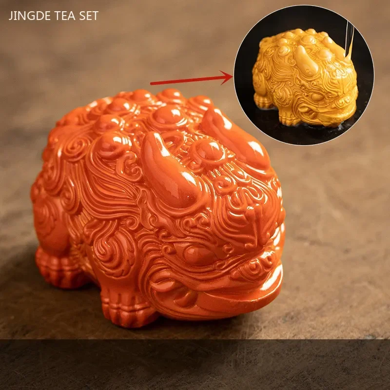 Mini Resin Color-changing Tea Pet Zhaocai Animal Sculpture Tea Table Decoration Zen Tabletop Ornaments Exquisite Tea Accessories