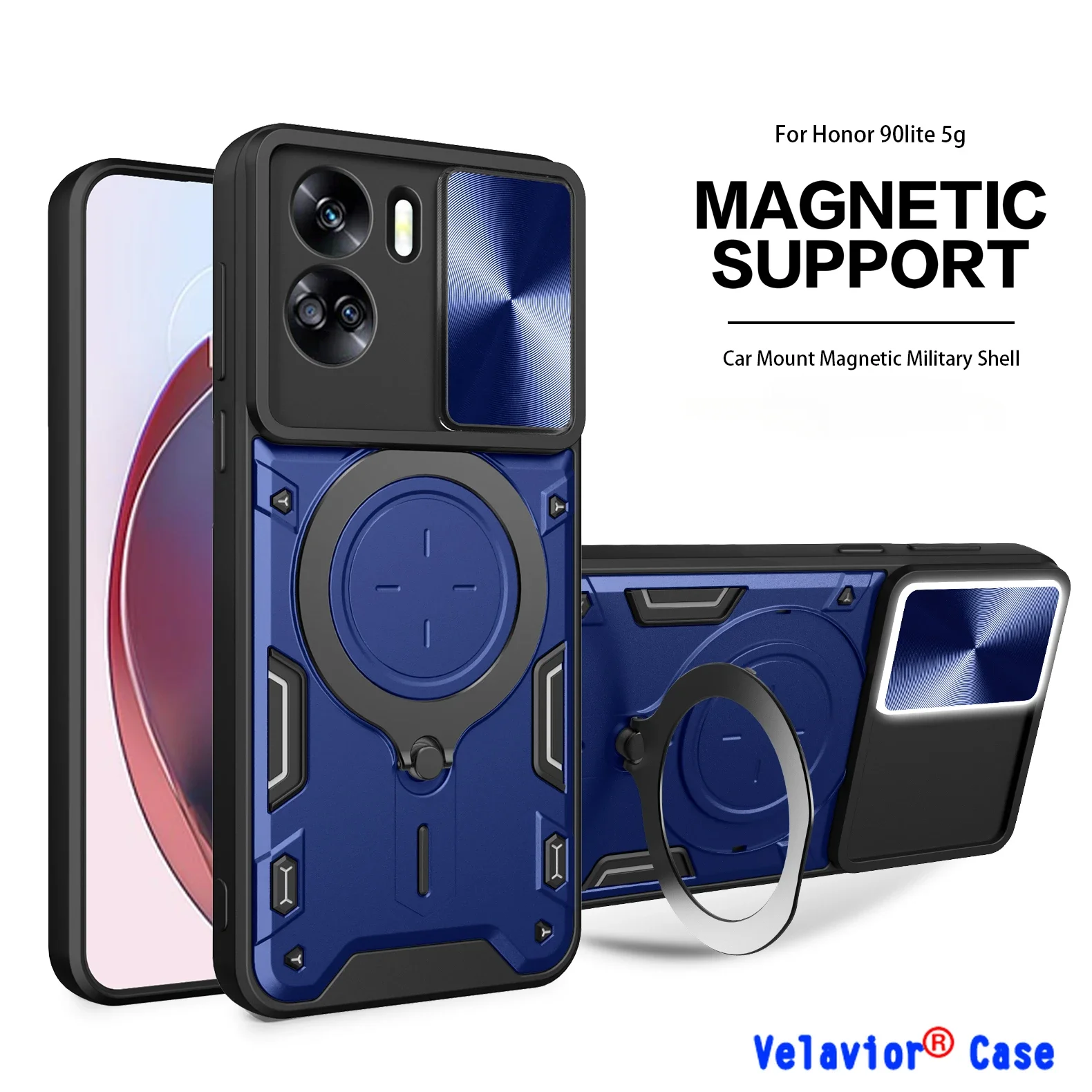 

Case for Honor 90 Lite Slide Lens Protect Funda for Honor 90 Lite 50 SE X7A X8 X8A X6 X6S 5G Cover Magnetic Stand Phone Case