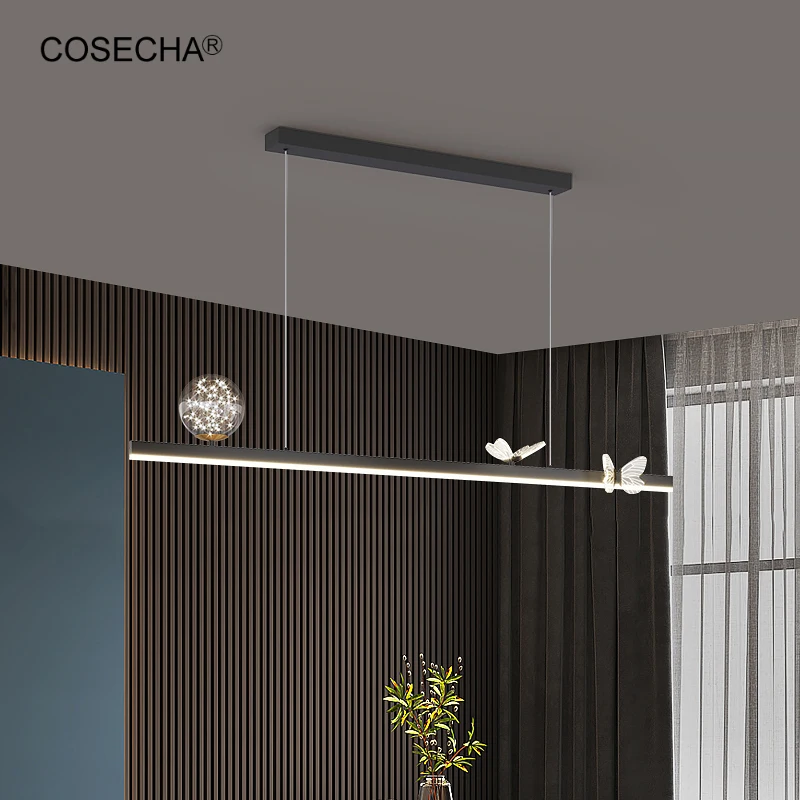 

Подвесная люстра, современное светодиодное освещение для кухни/столовой, черные/Золотые подвесные светильники с бабочкой, уникальная Подвесная лампа