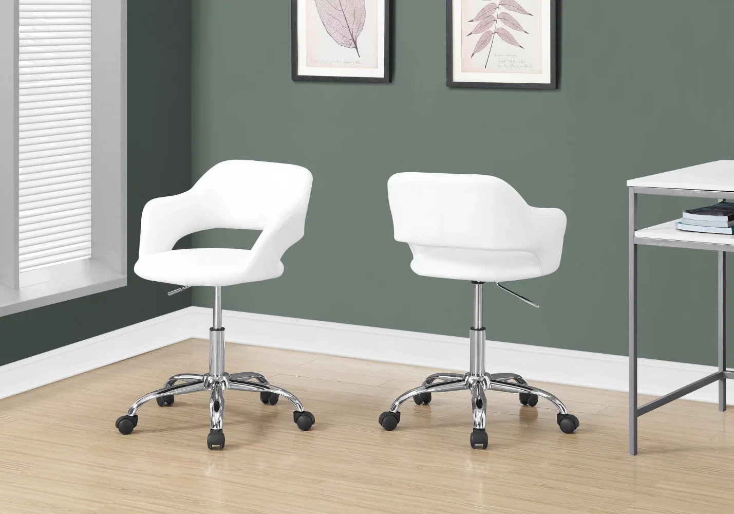 

Office Chair, Adjustable Height, Swivel, Ergonomic, Armrests, Computer Desk, Work, Metal, Pu Leather Look, White