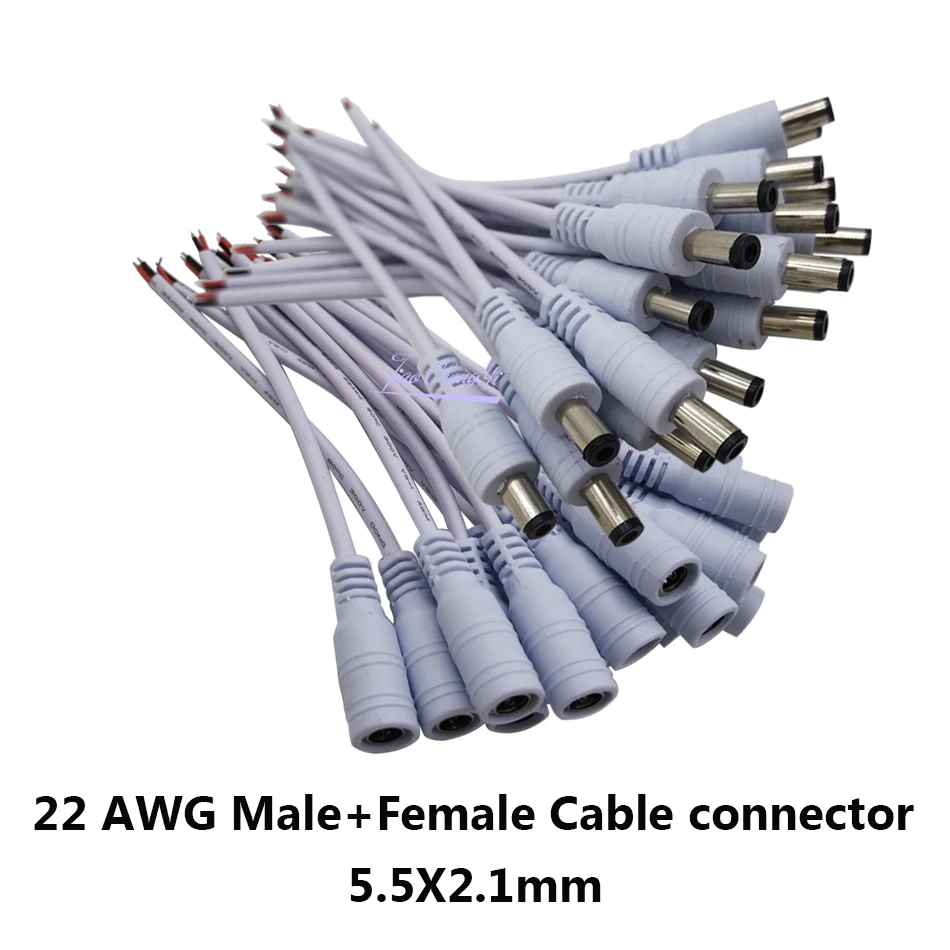 Cable de alimentación CC de 5.9 pies, 18 awg, conector de barril de 5.5 x 2.1