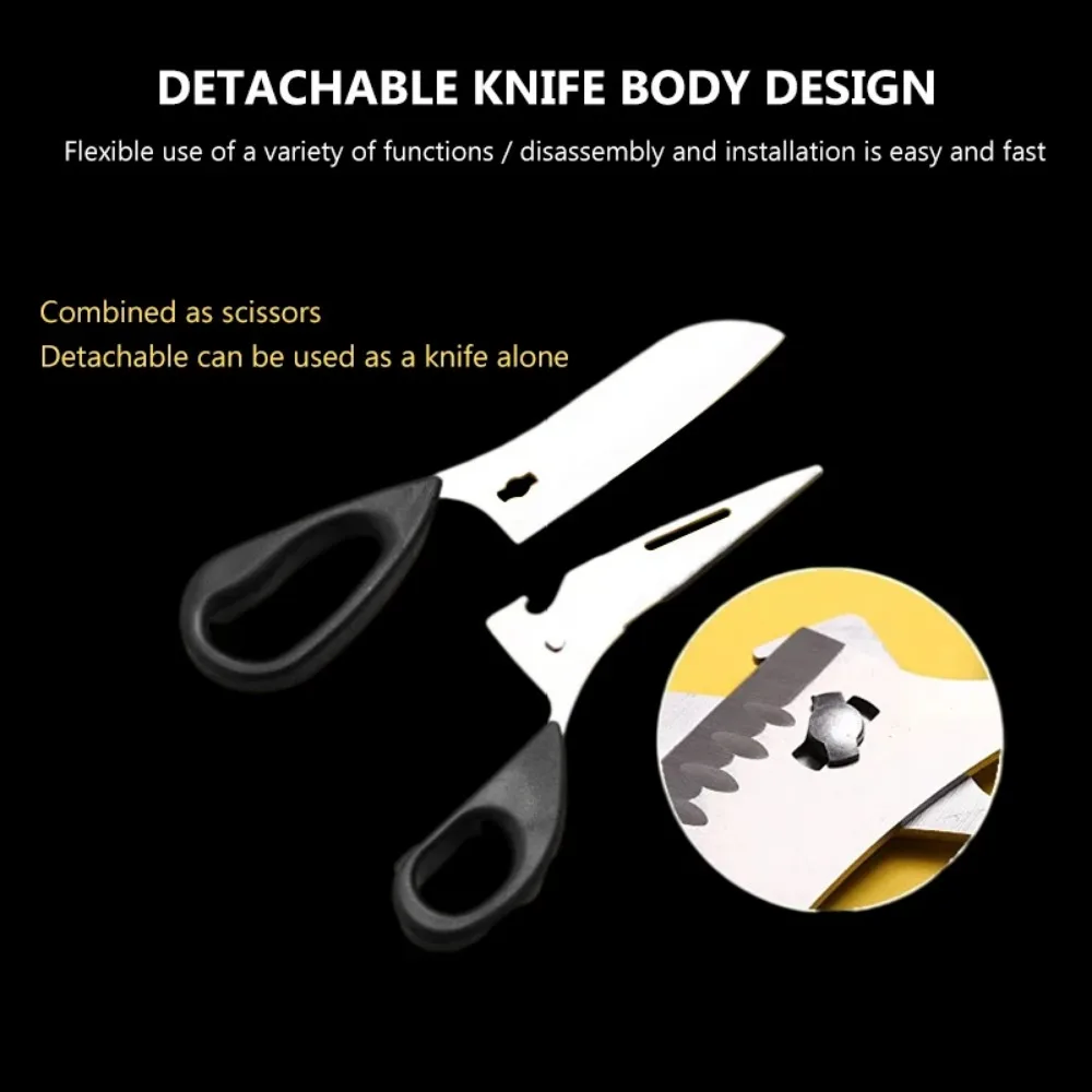 Kitchen Scissors Stainless Steel Scissors 5 Inch Stainless Steel Multifunction Scissors Meat Cut Scissors Kitchen Scissor Shredde Removable Kitchen Knife Hand Tool