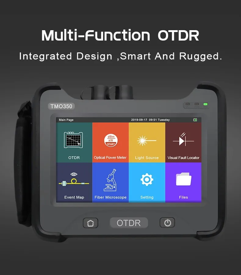

TMO350 OTDR Optical Time Domain Reflectometer Optical power meter light source visual fault locator Event map Fiber Microscope