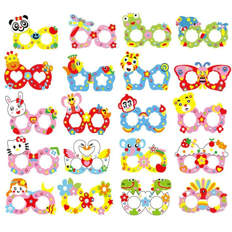 

Kids Cartoon EVA Glasses Personalized Decoration Diamond Sticker Arts and Crafts Diy Kits for Children Handmade Material Bag